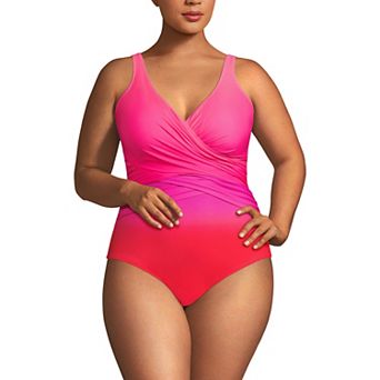 Plus Size Lands' End SlenderSuit DDD-Cup Surplice One-Piece Swimsuit