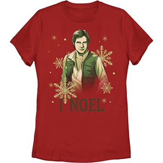 Juniors' Star Wars Han Solo I Noel Christmas Snowflake Tee