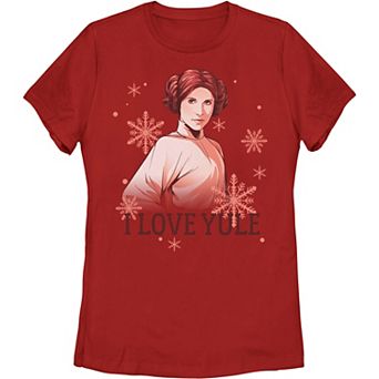 Juniors' Star Wars Leia I Love Yule Christmas Snowflake Tee