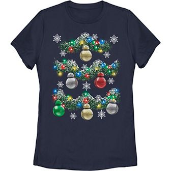Juniors' Star Wars BB-8 Holiday Garlands Graphic Tee