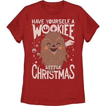 Juniors' Star Wars Wookiee Little Christmas Sketched Graphic Tee