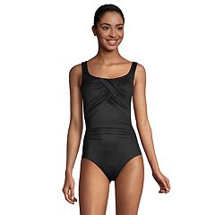 Women's Lands' End SlenderSuit Tummy Control Surplice One-Piece