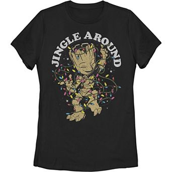 Juniors' Marvel Jingle Groot Christmas Comic Tee