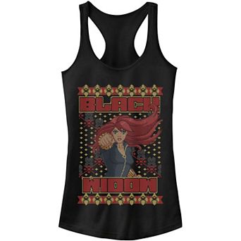 Juniors' Marvel Black Widow Christmas Sweater Poster Tank Top