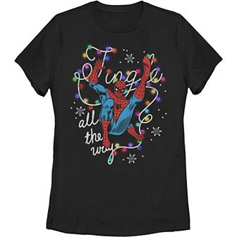 Juniors' Marvel Spidy Christmas Spirit Tee