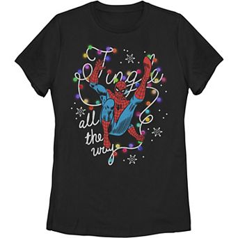 Juniors' Marvel Spidy Christmas Spirit Tee