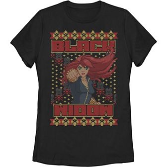 Juniors' Marvel Black Widow Christmas Sweater Poster Tee