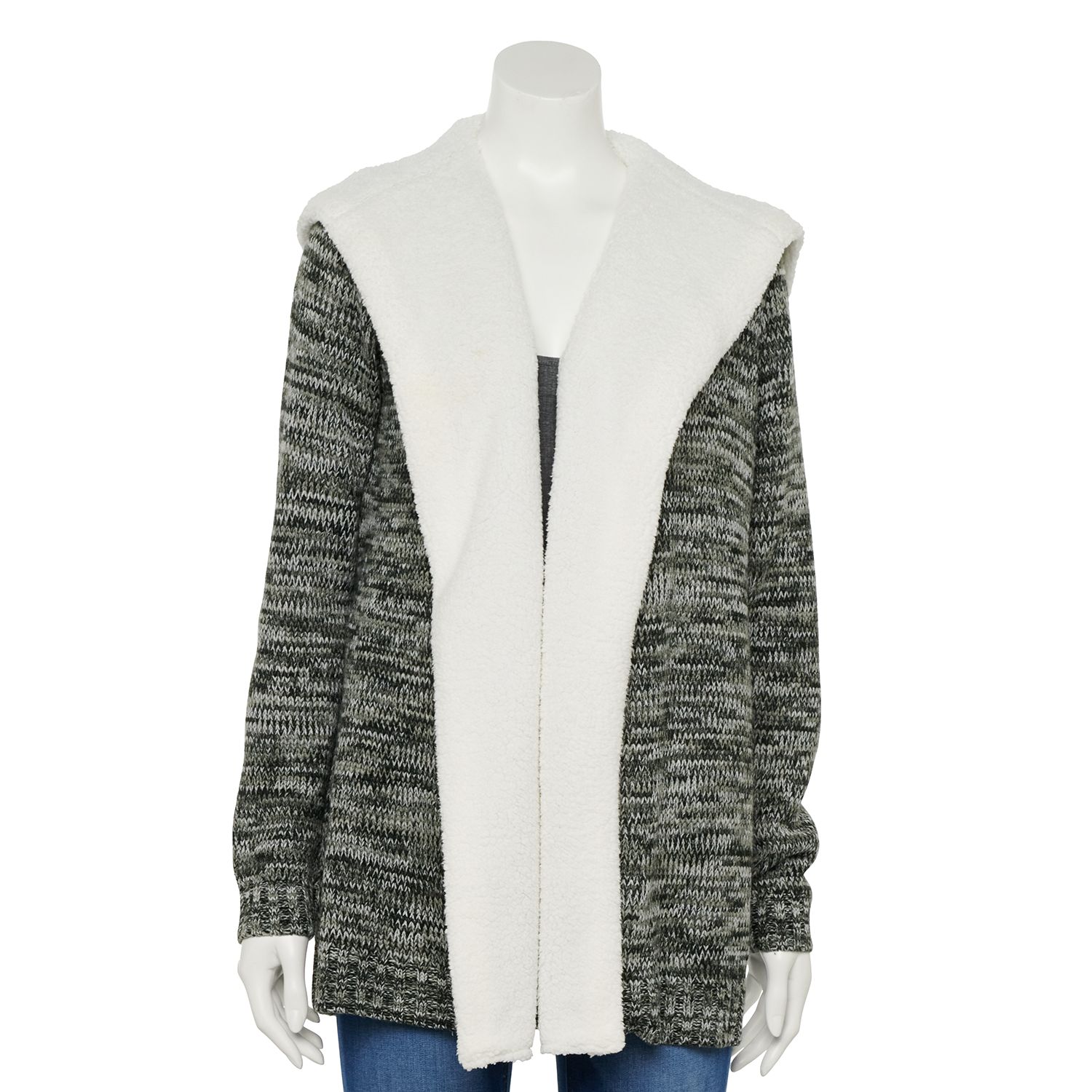 white hooded cardigan