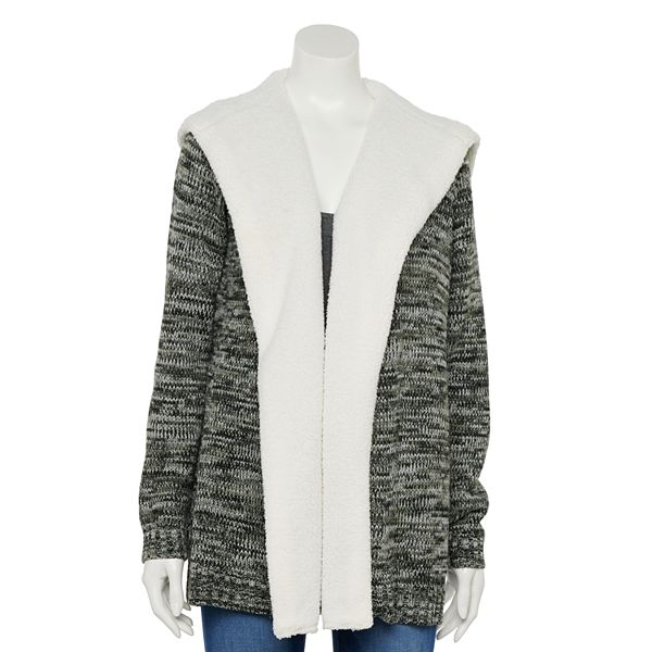 Juniors' Almost Famous Sherpa Hooded Cardigan