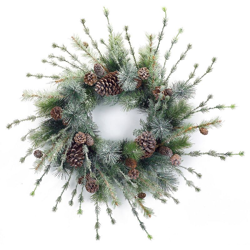 UPC 746427603645 product image for Melrose Iced Pine Wreath with Cones, Multicolor | upcitemdb.com