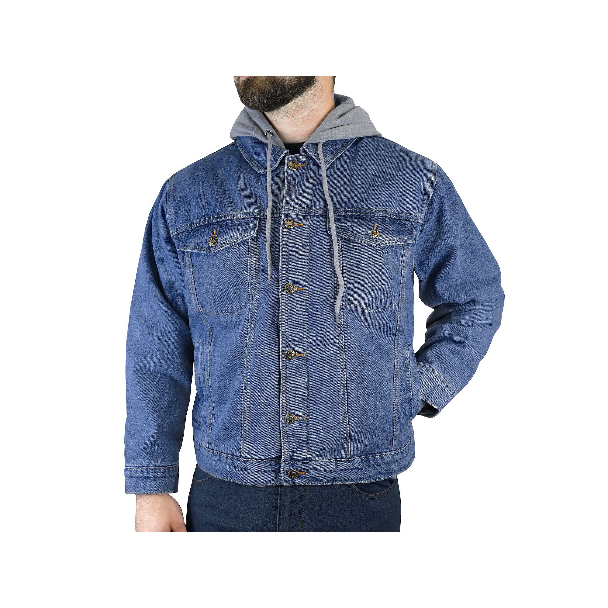 Mens Victory Outfitters Denim Jacket With Fleece Hood, Size: Small, Blue
