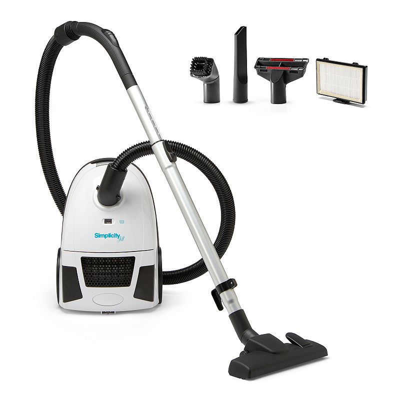 Simplicity Vacuums Jill Canister Vacuum for Hard Floors & Rugs, White
