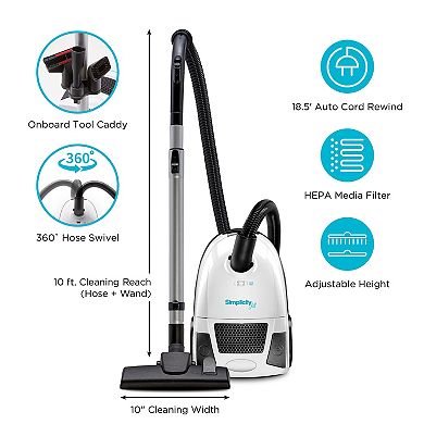 Simplicity Vacuums Jill Canister Vacuum for Hard Floors & Rugs