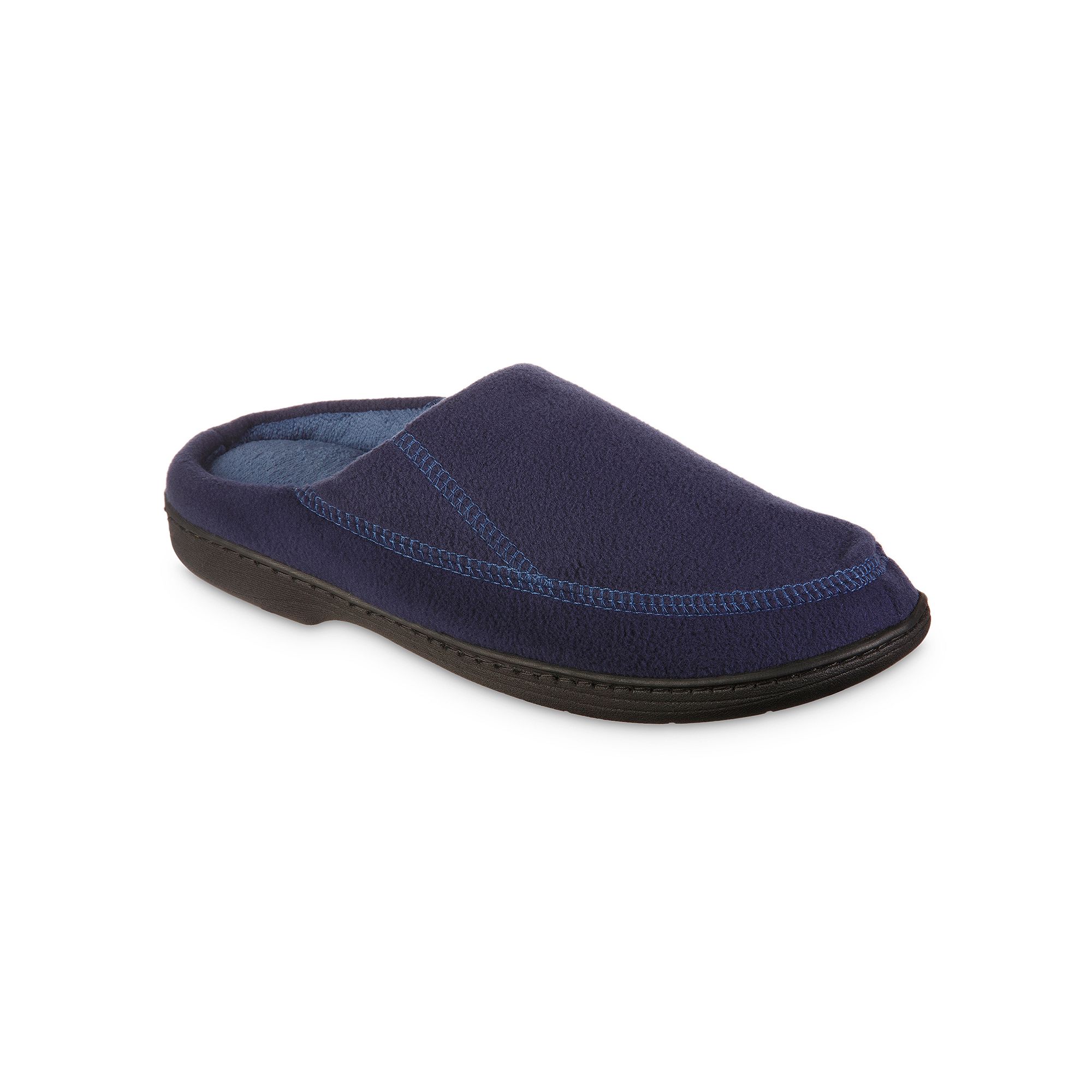 isotoner Recycled Fleece Roman Hoodback Mens Slippers, Size: Large, Blue