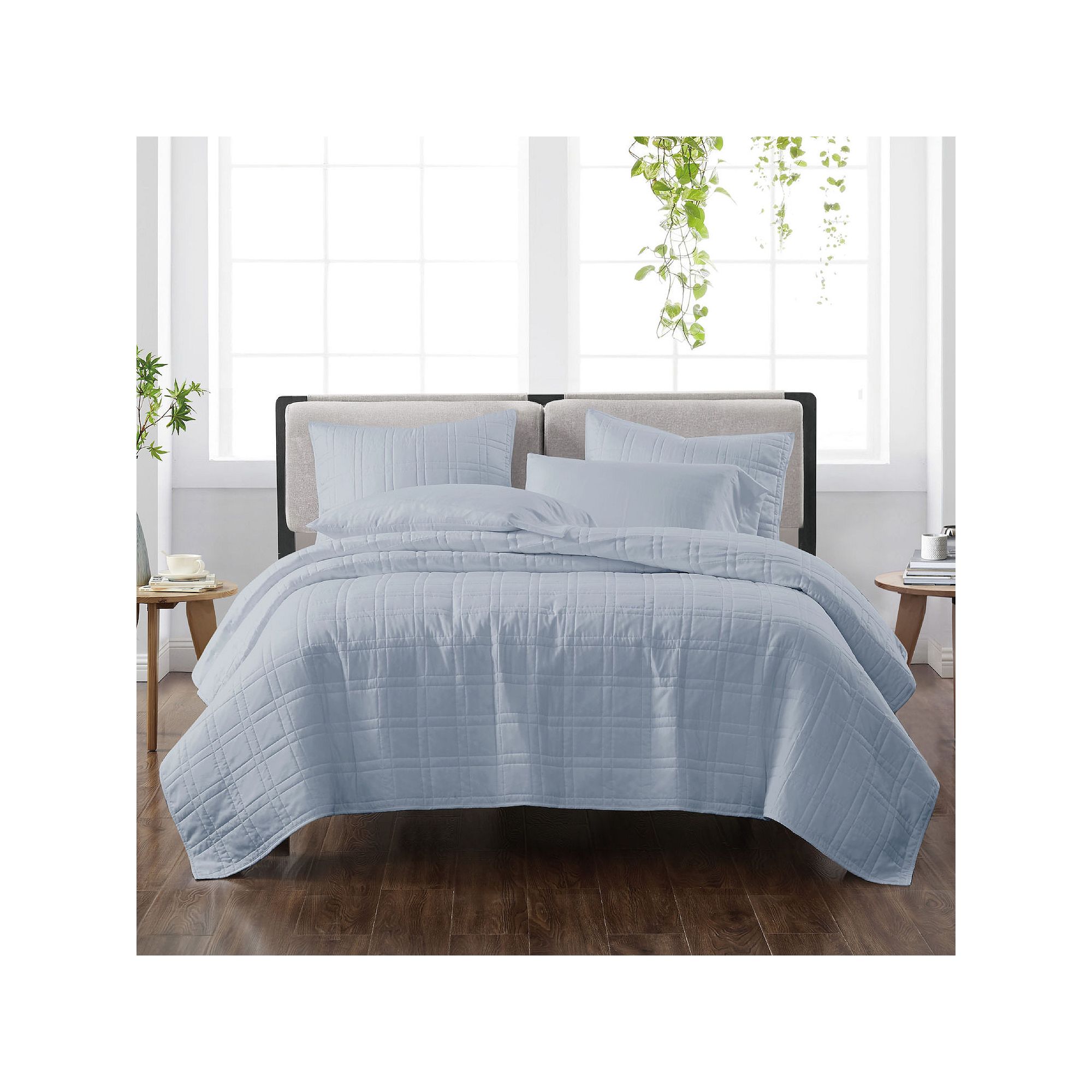 Cannon Solid Quilt Set with Shams, Blue
