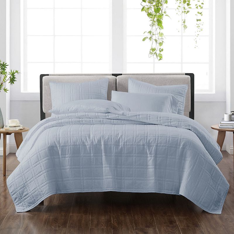 18229701 Cannon Solid Quilt Set & Shams, Blue, Twin sku 18229701