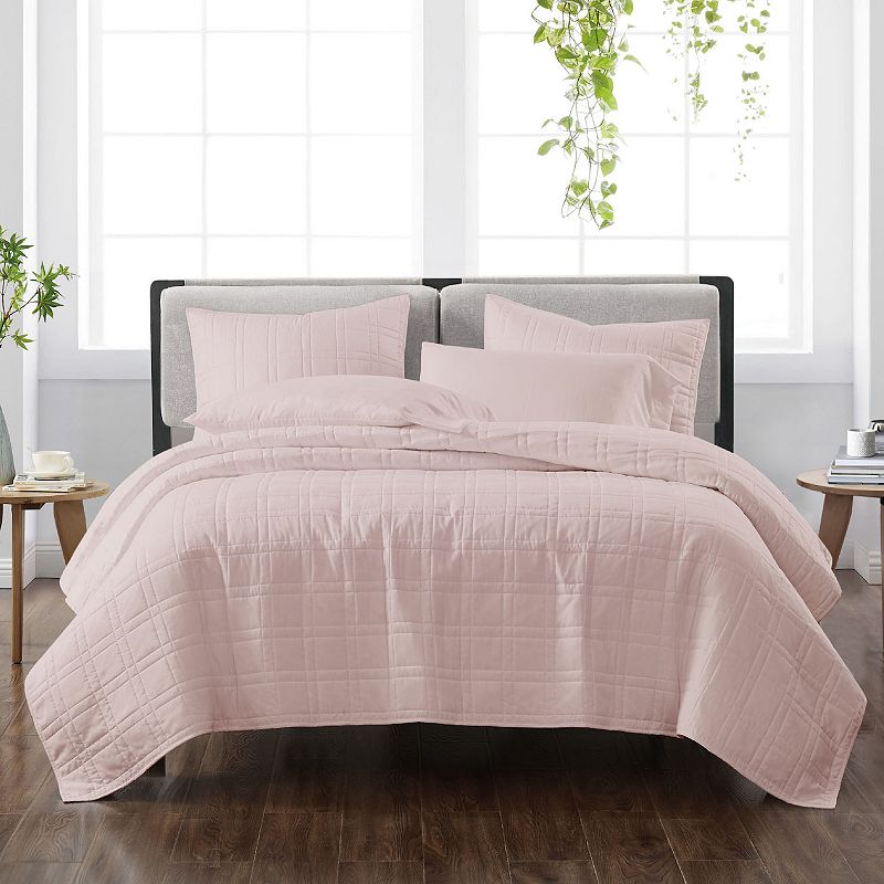 Cannon Solid Quilt Set & Shams, Pink, Twin