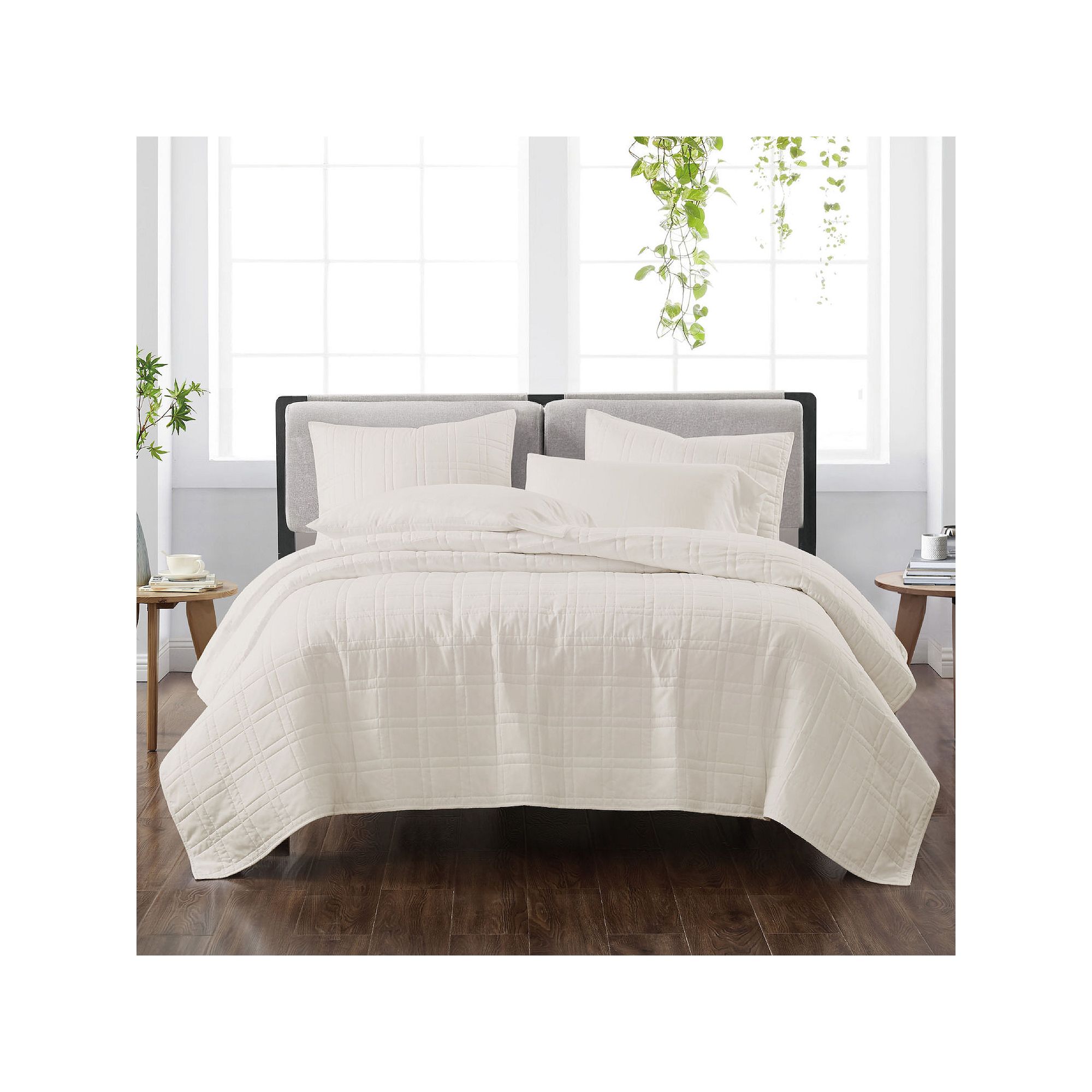 Cannon Solid Quilt Set with Shams, White