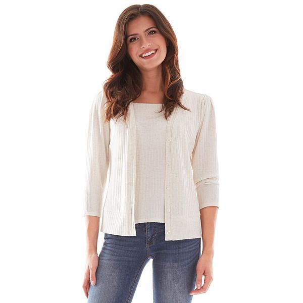 Women's Apt. 9® 2-piece Puff-Sleeve Cardigan Set