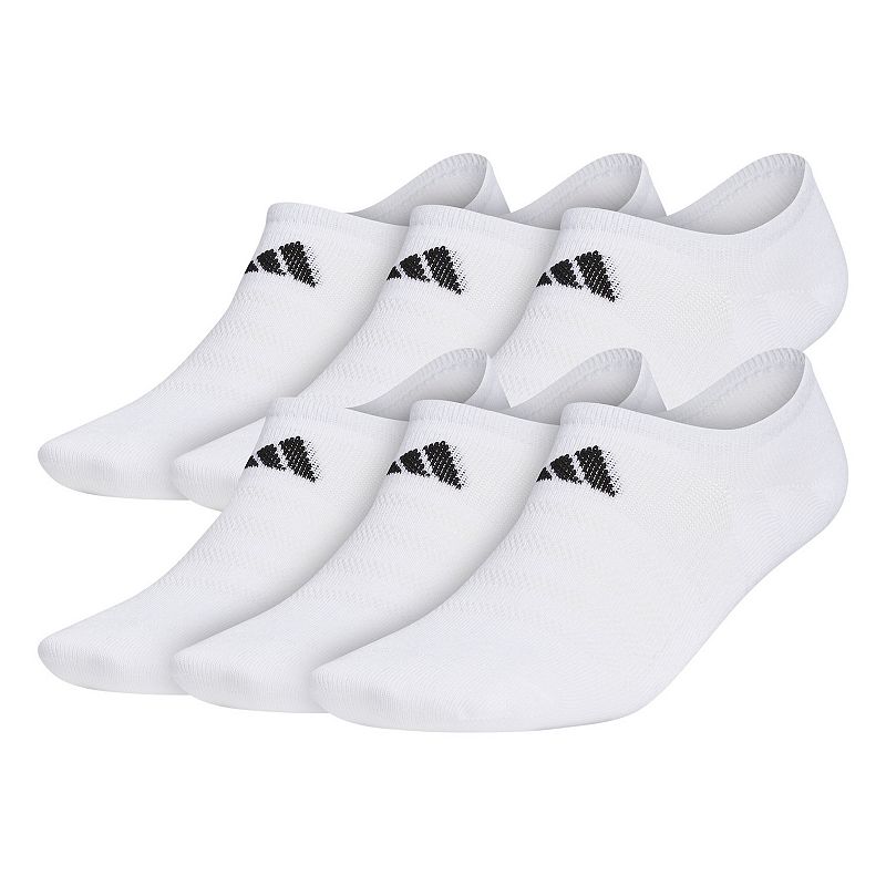 Mens adidas Superlite Stripe II 6-pack No-Show Socks, Size: 6-12, White
