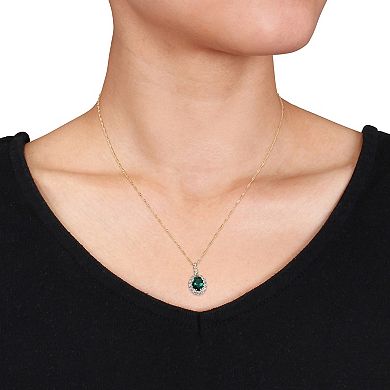 Stella Grace 14k Gold Lab-Created Emerald White Topaz & Diamond Accent Pendant Necklace 