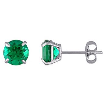 Stella Grace 10k White Gold Lab-Created Emerald Stud Earrings