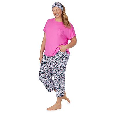 Plus Size Cuddl Duds® Headband, Pajama Tee & Pajama Capri Set