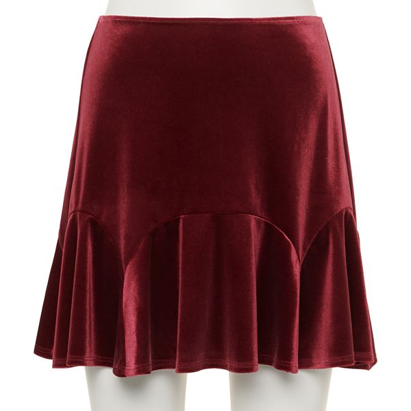 Juniors' Trixxi Velvet Godet Skater Skirt