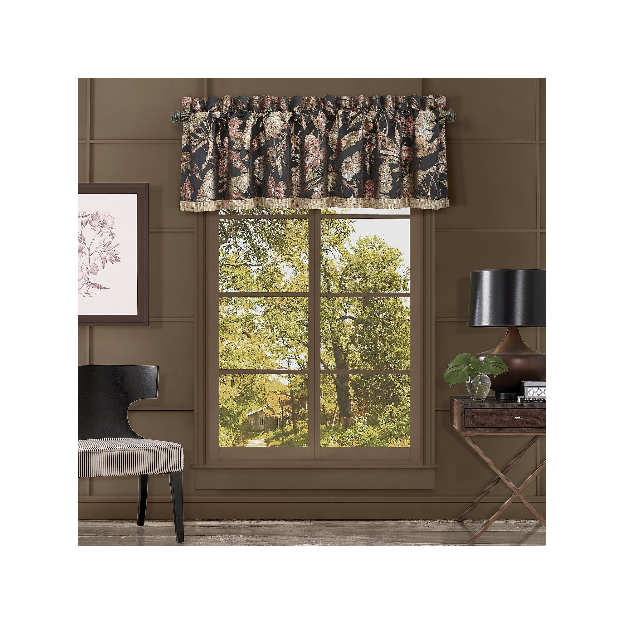 Five Queens Court Martina Window Straight Valance, Black