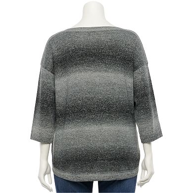 Plus Size Croft & Barrow® Spacedye Boatneck Sweater