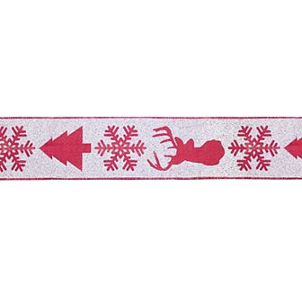 Melrose Ribbon Deer Snowflake 4" X 10 Yards Ribbon