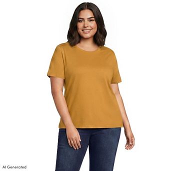 Plus Size Lands' End Relaxed Supima Cotton Crewneck Tee