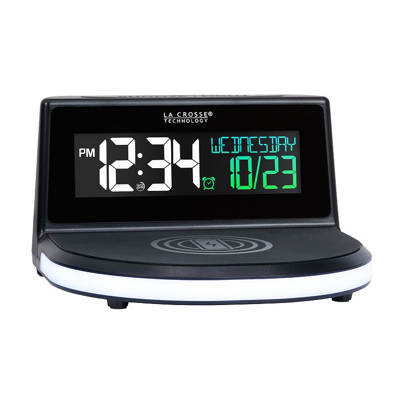 La Crosse Technology 617-148 Wireless Charging Alarm Clock with Glowing Lig