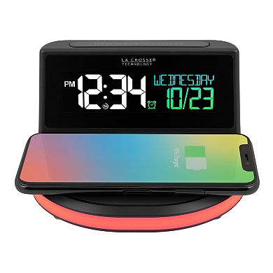 La Crosse Technology 617-148V2 Wireless Charging Alarm Clock with Glowing Light Base