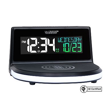 La Crosse Technology 617-148V2 Wireless Charging Alarm Clock with Glowing Light Base