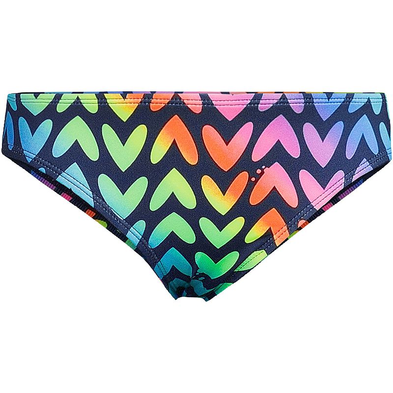 Girls 2-20 Lands' End Bikini Bottoms in Regular, Slim & Plus Size, Girl's, Size: 14, Blue Rainbow Hearts
