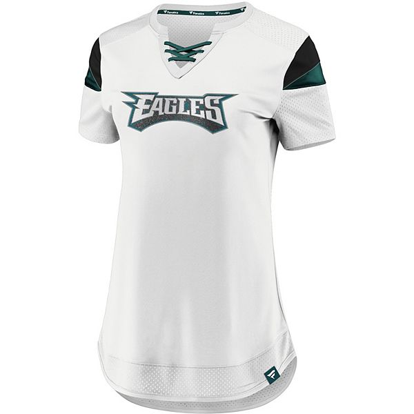 NFL Women's Short Sleeve Lace Neck Athena Jersey Eagles Size