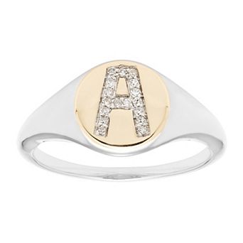 It's Personal 14k Gold Over Sterling Silver Diamond Accent Initial Signet Ring