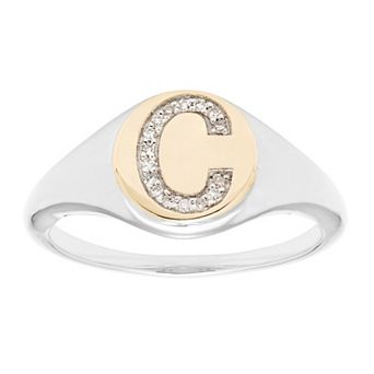 It's Personal 14k Gold Over Sterling Silver Diamond Accent Initial Signet Ring