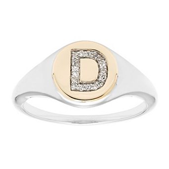 It's Personal 14k Gold Over Sterling Silver Diamond Accent Initial Signet Ring