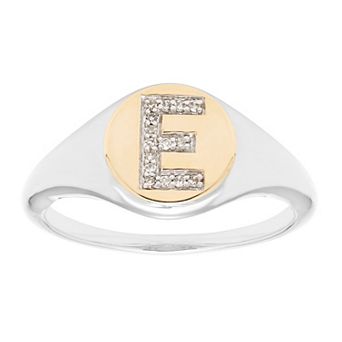 It's Personal 14k Gold Over Sterling Silver Diamond Accent Initial Signet Ring