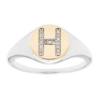 It's Personal 14k Gold Over Sterling Silver Diamond Accent Initial Signet Ring