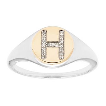 It's Personal 14k Gold Over Sterling Silver Diamond Accent Initial Signet Ring