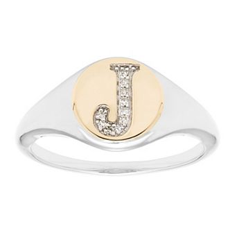 It's Personal 14k Gold Over Sterling Silver Diamond Accent Initial Signet Ring