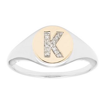 It's Personal 14k Gold Over Sterling Silver Diamond Accent Initial Signet Ring