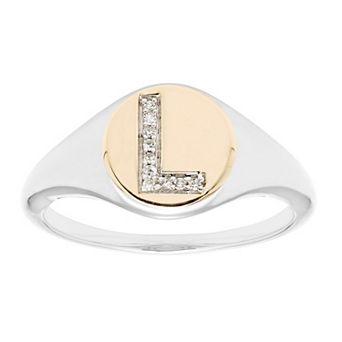 It's Personal 14k Gold Over Sterling Silver Diamond Accent Initial Signet Ring