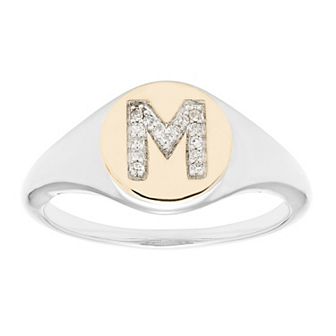 It's Personal 14k Gold Over Sterling Silver Diamond Accent Initial Signet Ring