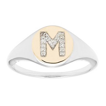 It's Personal 14k Gold Over Sterling Silver Diamond Accent Initial Signet Ring