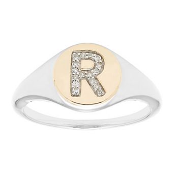 It's Personal 14k Gold Over Sterling Silver Diamond Accent Initial Signet Ring