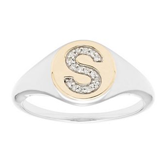 It's Personal 14k Gold Over Sterling Silver Diamond Accent Initial Signet Ring